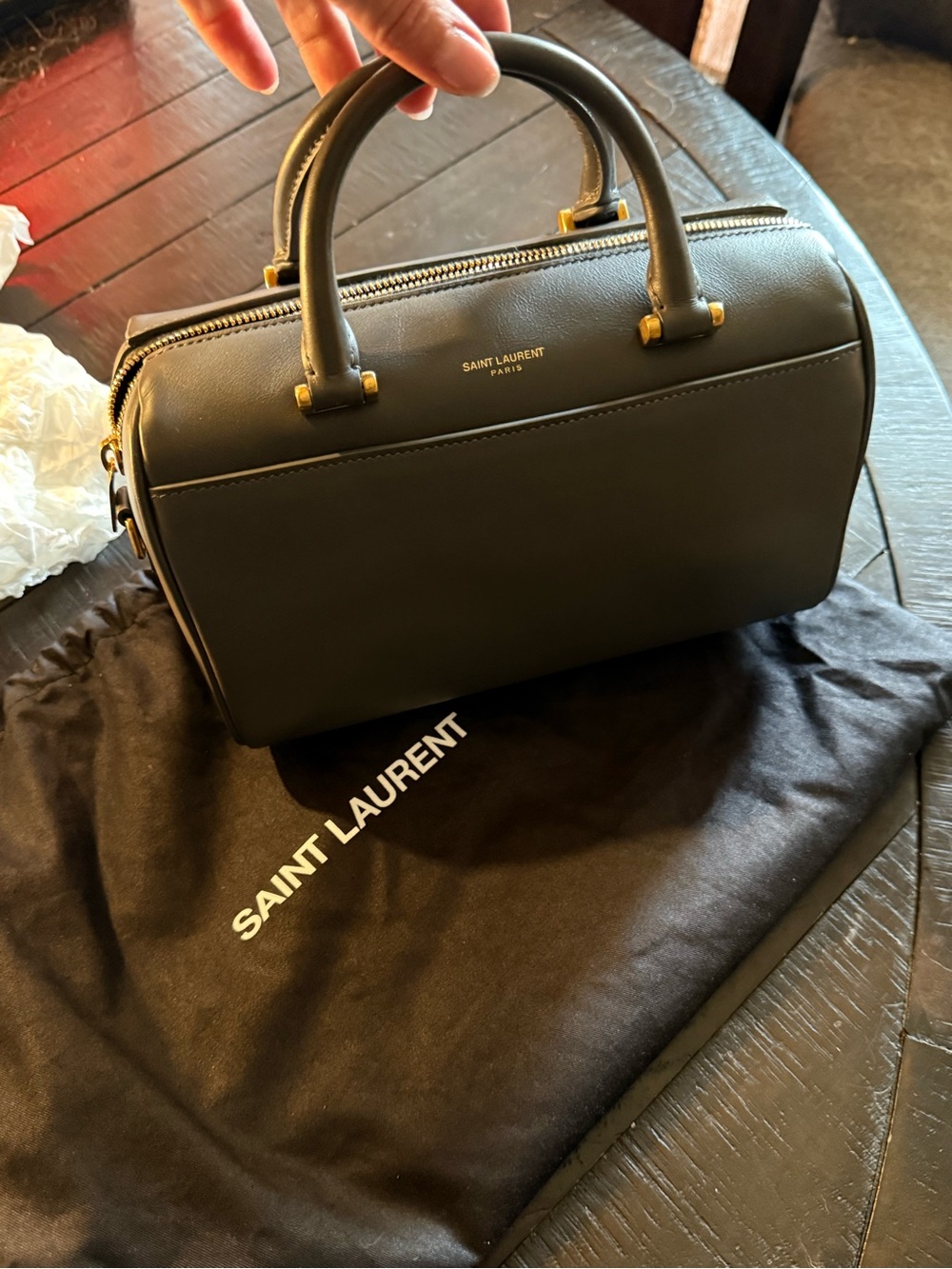 Saint Laurent grey small Boston bag with gold hardware BRAND NEW!!!
